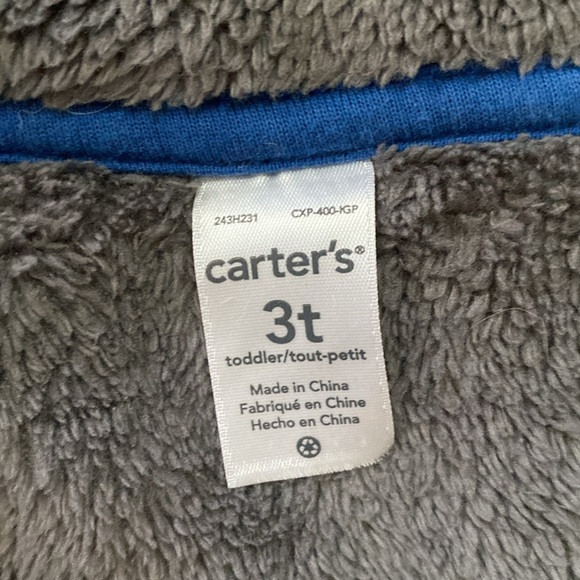 Carters Toddle Kids hooded jacket with gray fuzzy easy zip up front 2 pockets - Picture 5 of 10